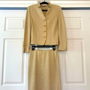 ST. JOHN EVENING Gold Blazer and Skirt set size 8 & 10